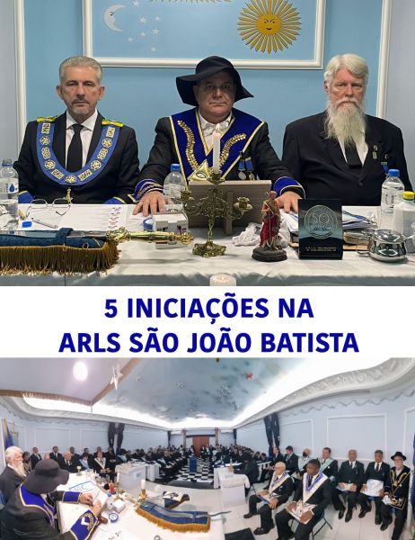 ARLS SÃO JOÃO BATISTA INICIA MAIS CINCO IRMÃOS EM SEU QUADRO DE OBREIROS